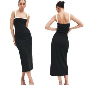 REFORMATION B/W Nelle Knit Bodycon Bustier MIDI DRESS Small
